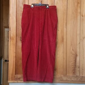 Orvis Corduroy Mid Rise Flat Front Bootcut Dress Pants, 36 X 30, Wine Red